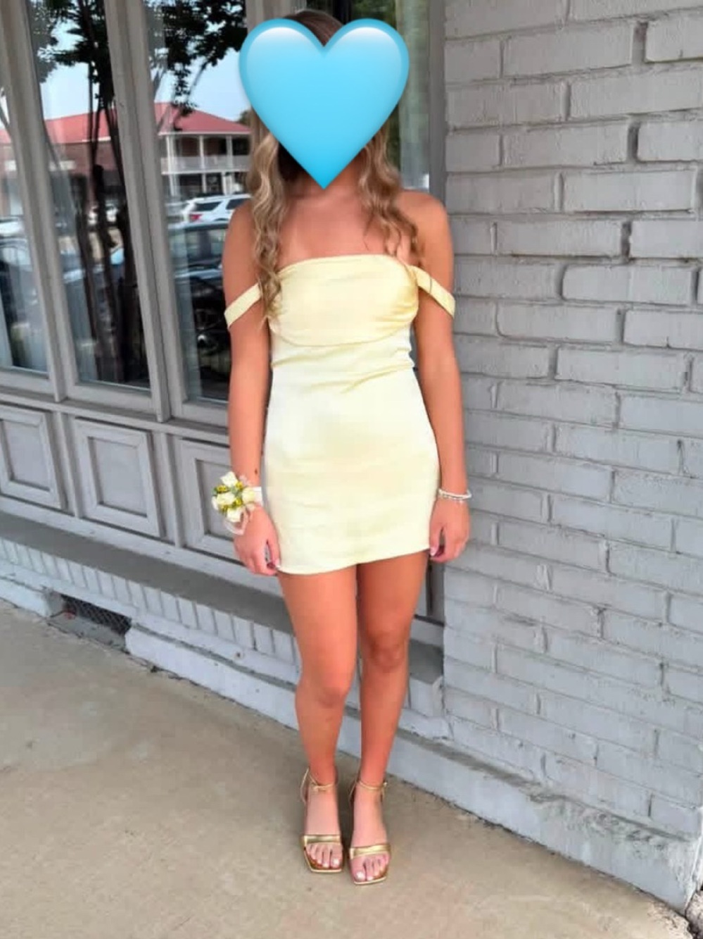 satin yellow semi-formal dress